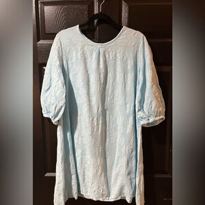 bryn walker Light Blue Textured Mini Shift Dress